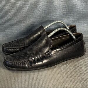 Donald Pliner Men’s IGGY Perforated Leather Black Driving Loafers Size‎ 10